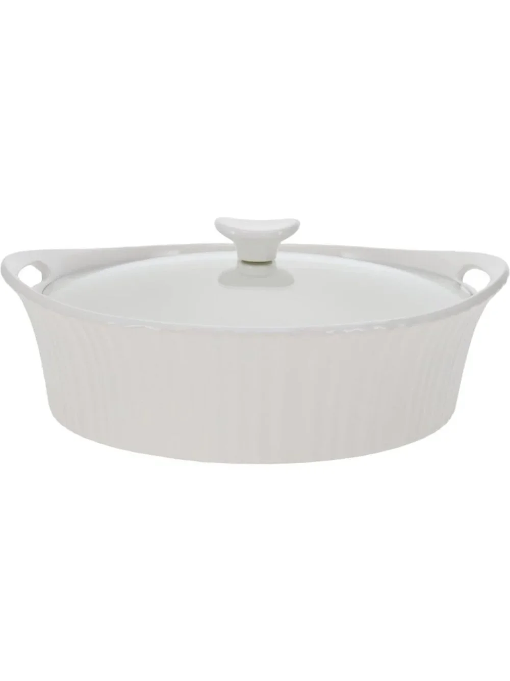 Elegant 2.5Qt French White Oval Casserole Dish with Glass Lid - Versatile